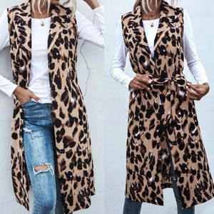 Leopard print belted cardigan